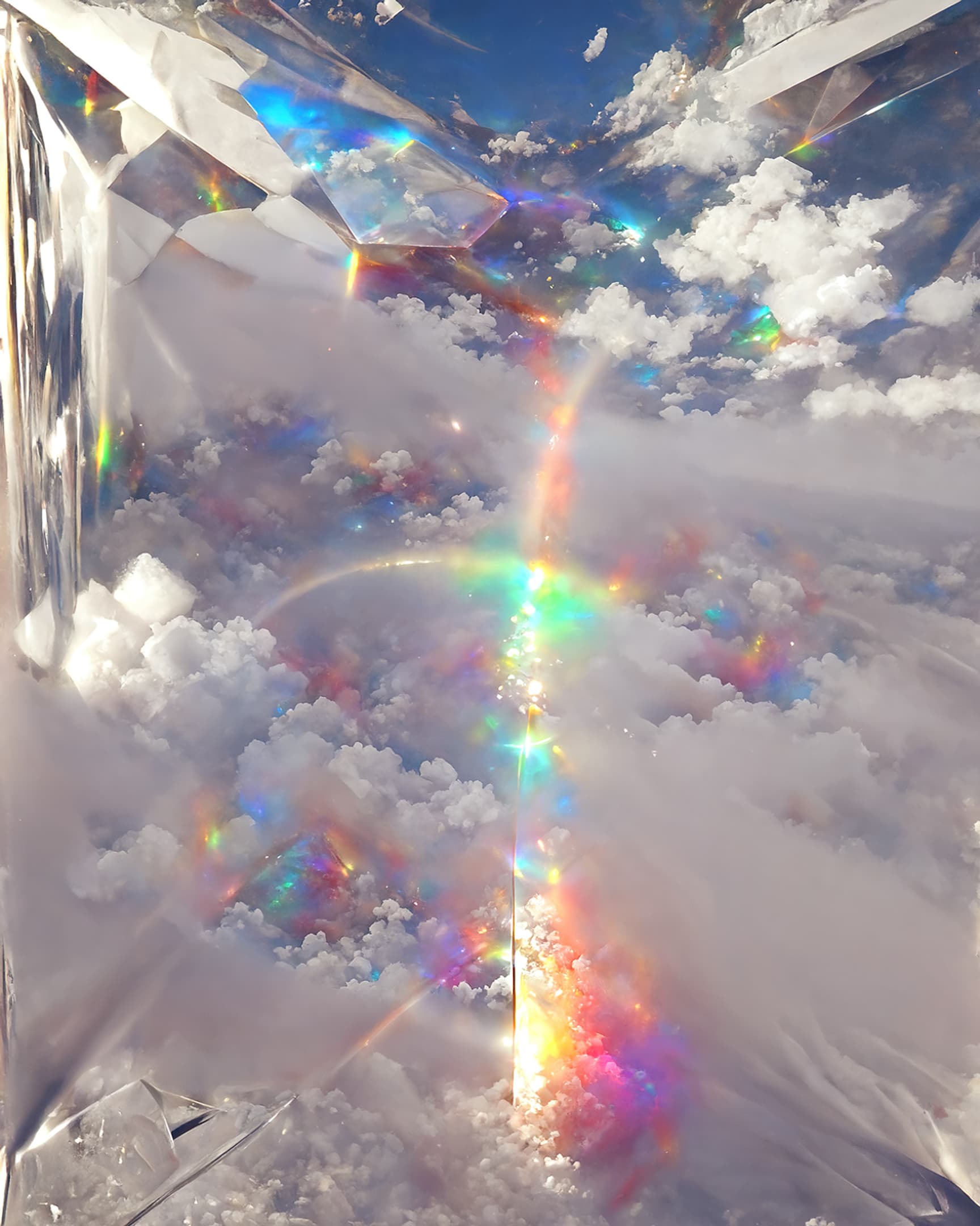 A collection of AI art images featuring various landscape environments with crystalline themed aesthetics. Crystal Landscapes is an experimentation of CLIP-guided diffusion processes.